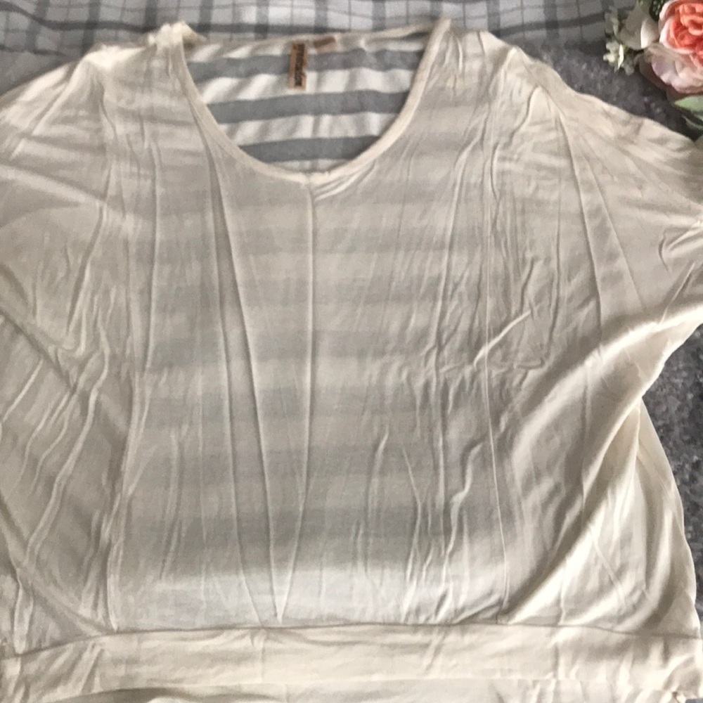 Off White w/ see through striped Open Back